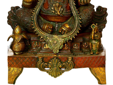 33" Large Size Lord Ganesha in Ekadanta Manifestation | Handmade Brass Statue