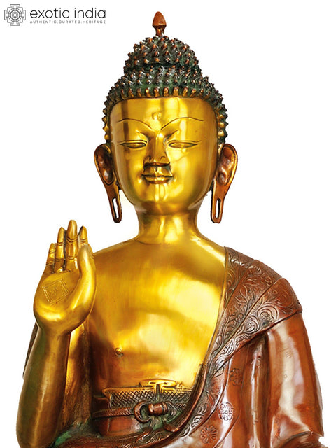 33" Large Size Buddha Brass Sculpture | Handmade | Made In India