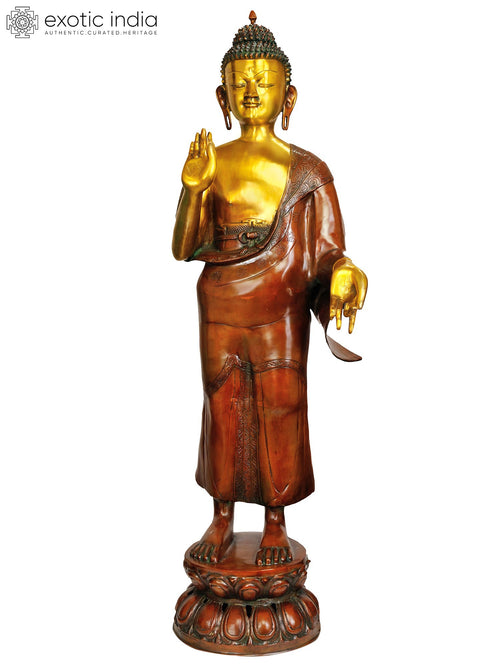 33" Large Buddha Handmade Brass Sculpture for Home Decor