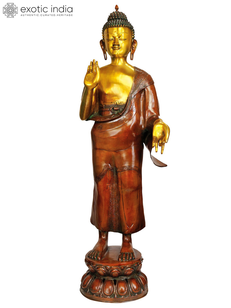 33" Large Buddha Handmade Brass Sculpture for Home Decor