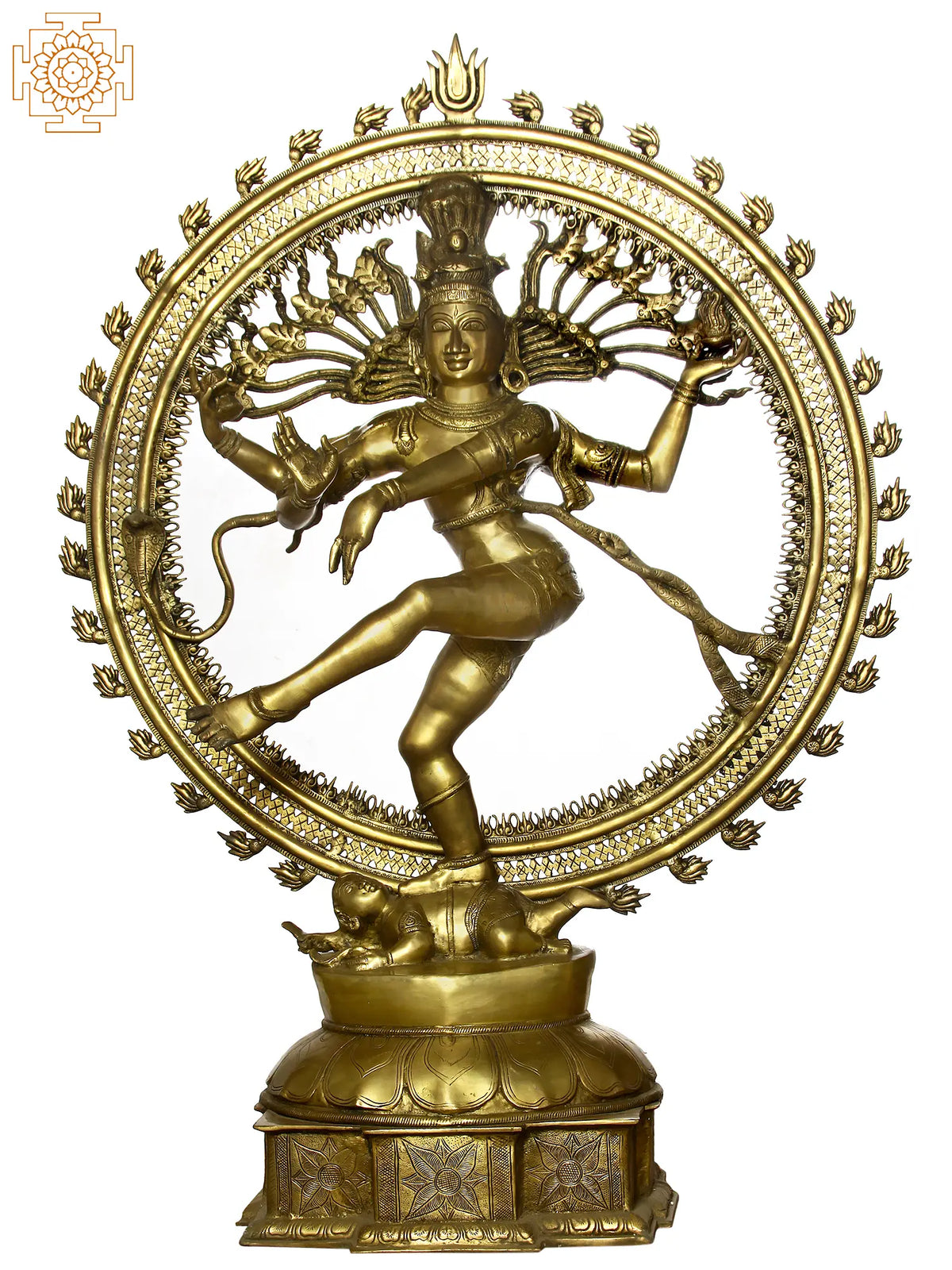 54" Lord Shiva As Nataraja in Golden Hue In Brass | Handmade | Made In India