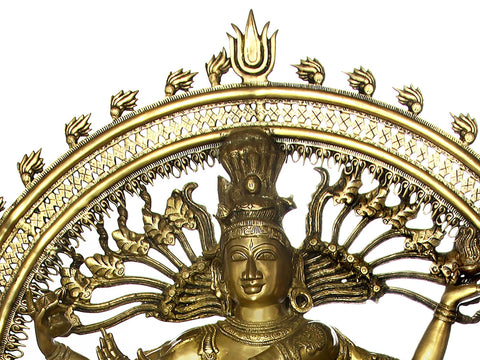 54" Lord Shiva As Nataraja in Golden Hue In Brass | Handmade | Made In India