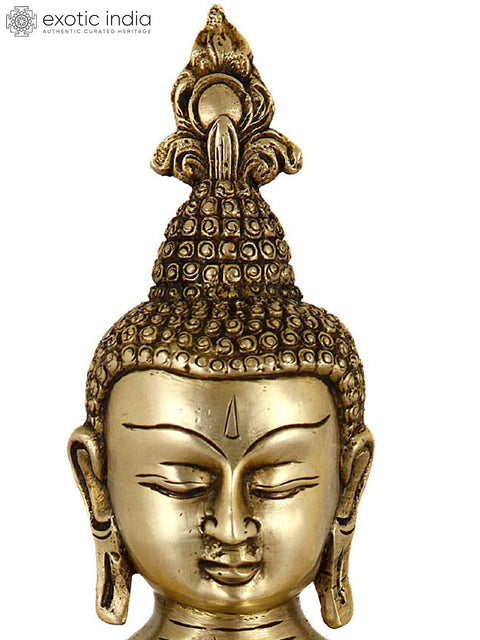 Lord Buddha in Bhumisparsha Mudra with Flaming Pearl or Cintamani on Ushnisha