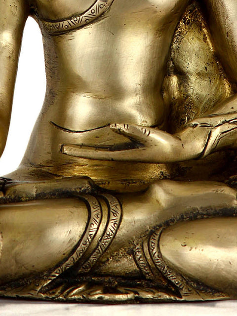 Lord Buddha in Bhumisparsha Mudra with Flaming Pearl or Cintamani on Ushnisha