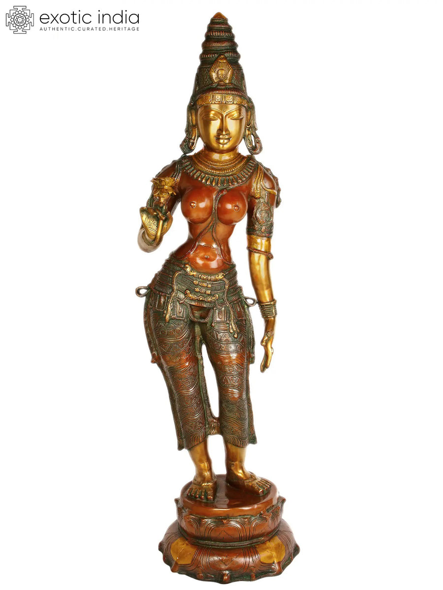 44" Large Devi Brass Sculpture for Home Decor