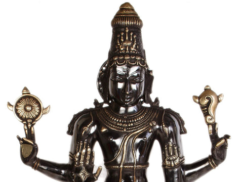 37" Lord Vishnu Large Brass Sculpture | Handmade | Made In India