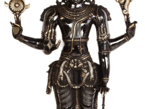 37" Lord Vishnu Large Brass Sculpture | Handmade | Made In India