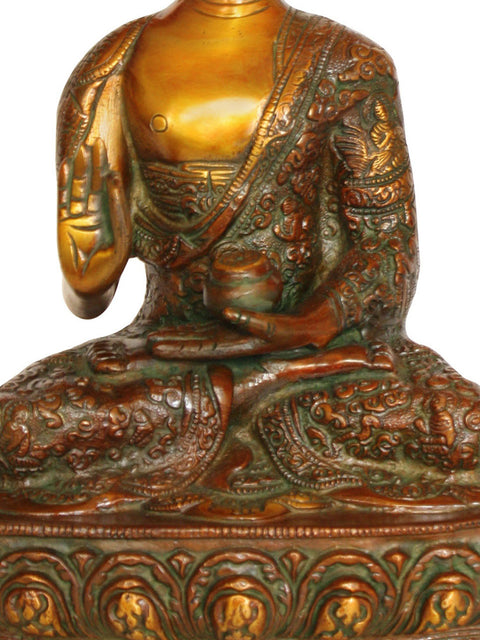 9" Shakyamuni Buddha Preaching His Dharma (Robes Decorated with the Scenes from His Life) In Brass