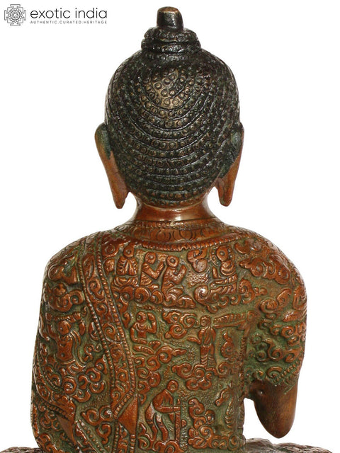 9" Shakyamuni Buddha Preaching His Dharma (Robes Decorated with the Scenes from His Life) In Brass