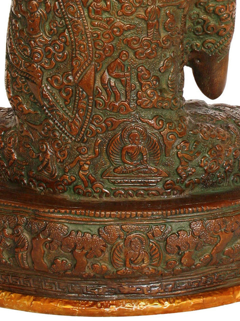 9" Shakyamuni Buddha Preaching His Dharma (Robes Decorated with the Scenes from His Life) In Brass