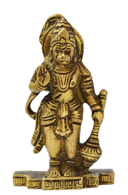 3" Standing Lord Hanuman Handmade Brass Statue