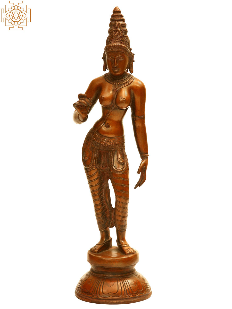 17" Brass Goddess Parvati Idol Handmade