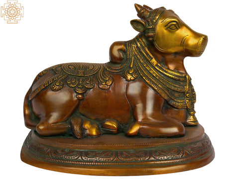 8" Nandi, The Shiva’s Mount and One of His Ganas In Brass | Handmade | Made In India