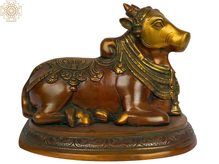 8" Nandi The Shiva's Mount Handmade Brass Statue