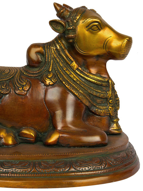 8" Nandi, The Shiva’s Mount and One of His Ganas In Brass | Handmade | Made In India