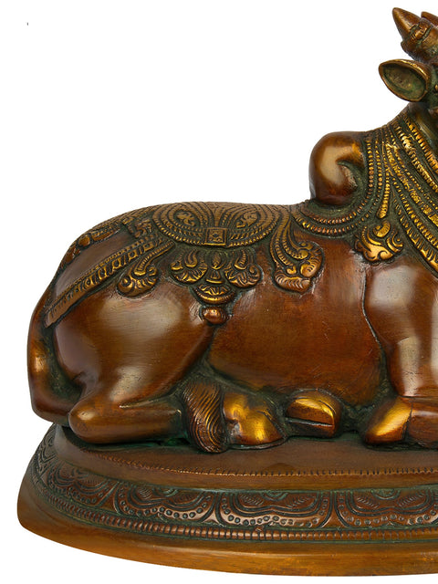 8" Nandi, The Shiva’s Mount and One of His Ganas In Brass | Handmade | Made In India