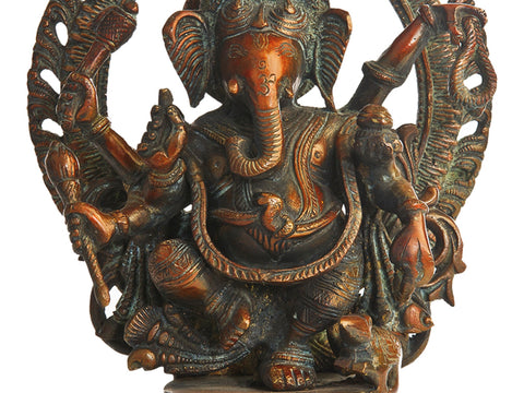 11" Six-Armed Dancing Ganesha In Brass | Handmade | Made In India