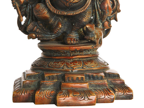 11" Six-Armed Dancing Ganesha In Brass | Handmade | Made In India