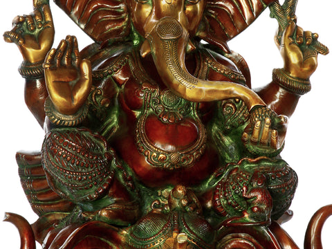 20" Brass Lord Ganesha Idol Seated on Three-Headed Elephant | Handmade | Made in India