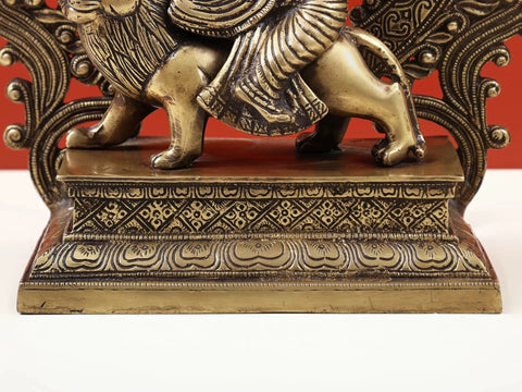 14" Ashta-bhuja-dhari Simha-Vahini Durga Statue in Brass