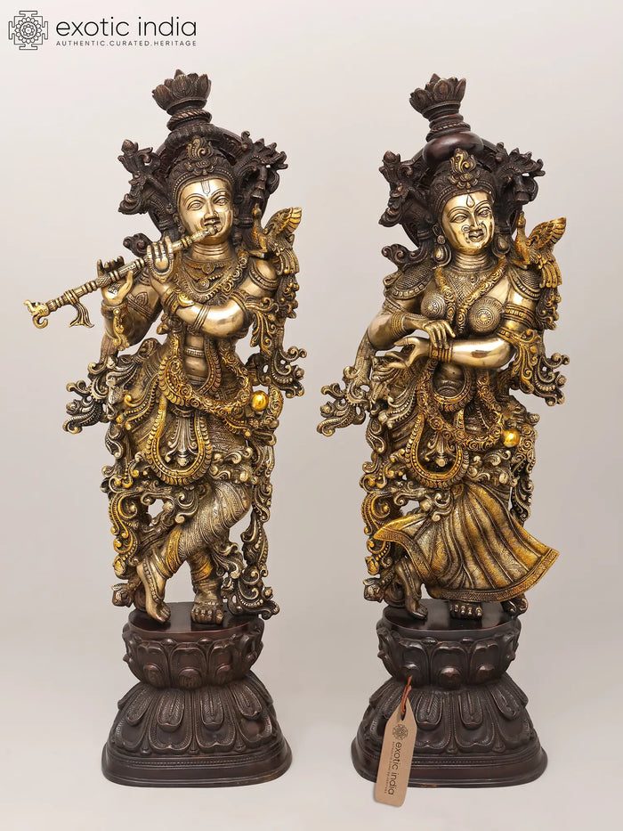 Handmade Radha Krishna Brass Statue for Home Decor