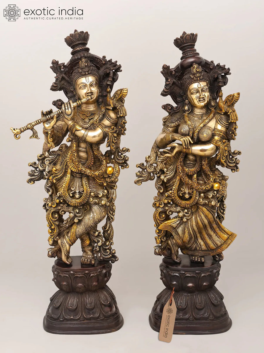 Handmade Radha Krishna Brass Statue for Home Decor