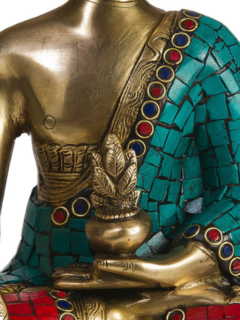 12" (Tibetan Buddhist Deity) Bhaishajyaguru - The Medicine Buddha In Brass | Handmade | Made In India