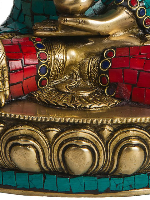 12" (Tibetan Buddhist Deity) Bhaishajyaguru - The Medicine Buddha In Brass | Handmade | Made In India