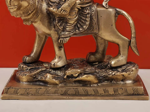 9" Eight-Armed Durga on Her Mount | Handmade Brass Sculpture