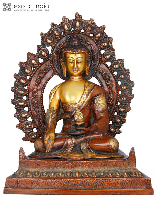 11" Handmade Medicine Buddha Brass Statue for Tibetan Buddhist Pooja