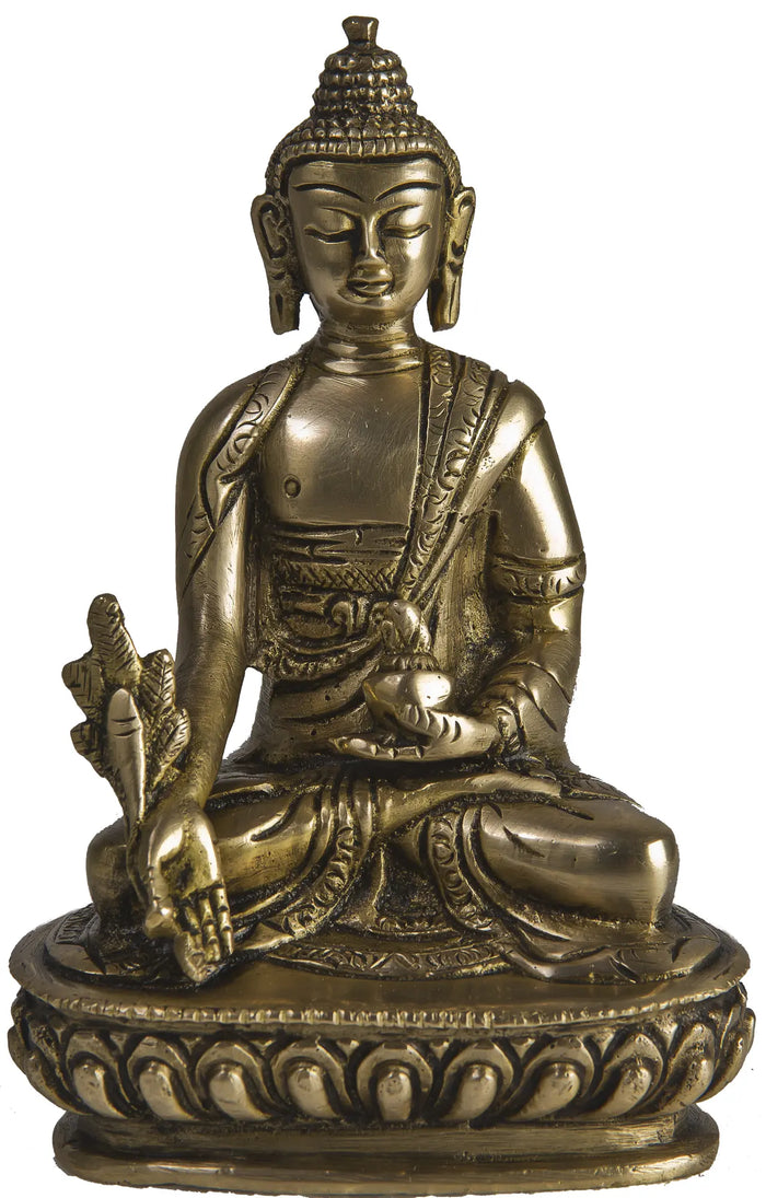 5" Buddhist Deity Bhaishajyaguru (Medicine Buddha) Idol in Brass | Handmade