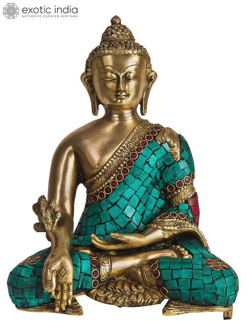 11" Medicine Buddha Handmade Brass Statue for Pooja