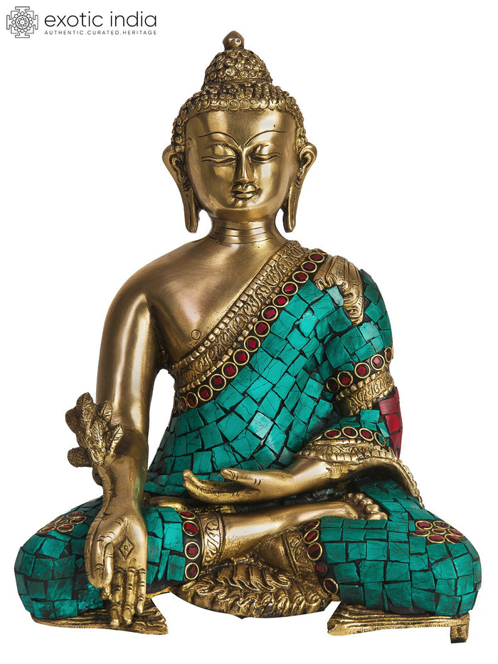 11" Medicine Buddha Handmade Brass Statue for Pooja