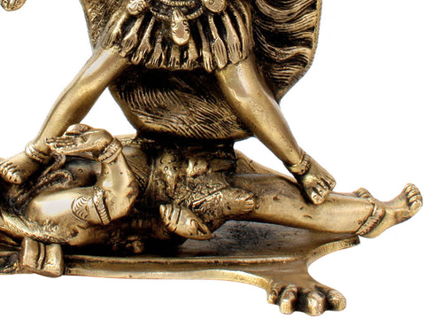 8" Why Does Goddess Kali Roll Out Her Tongue? In Brass | Handmade | Made In India