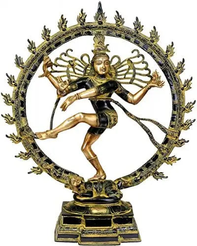 25" Nataraja in Green and Golden Hues In Brass | Handmade | Made In India