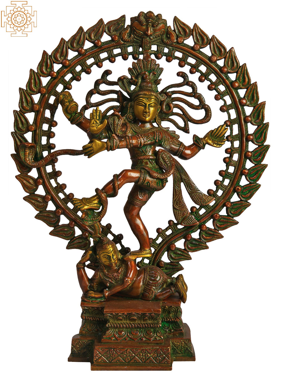 17" Nataraja Brass Statue with Brown and Golden Hues