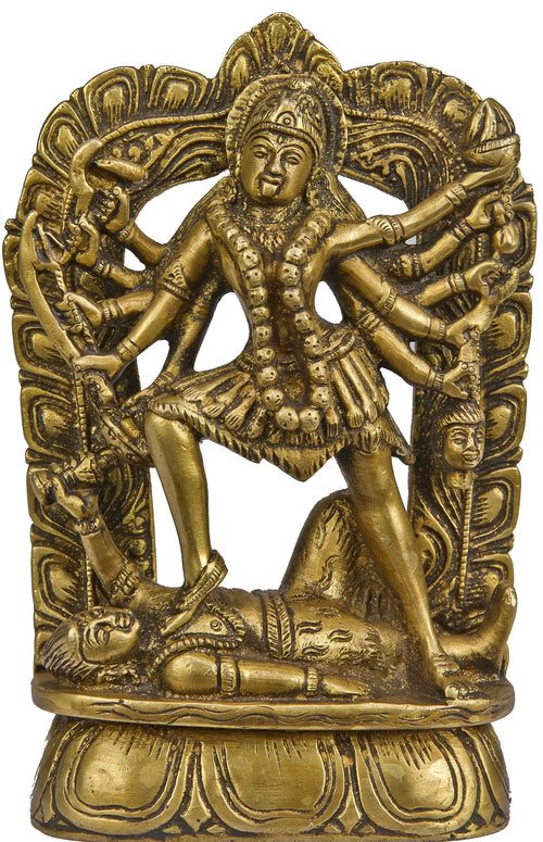 6" Mother Goddess Kali Handmade Brass Idol for Pooja