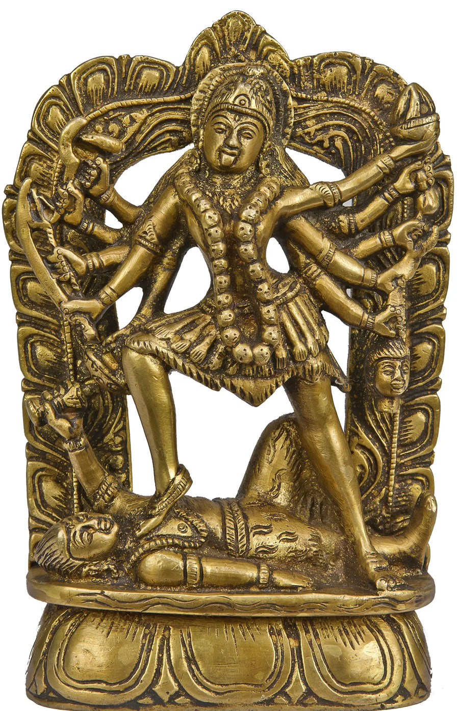6" Mother Goddess Kali Handmade Brass Idol for Pooja