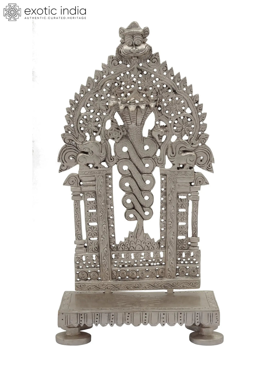 10" Handmade Naga Throne Brass Statue