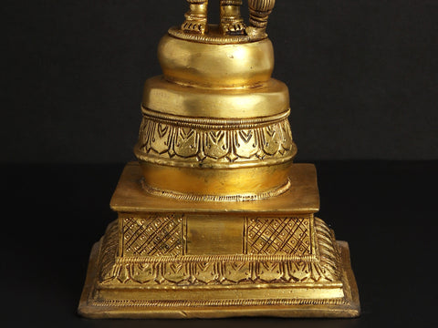 14" Six Armed Standing Vishnu In Brass | Handmade | Made In India