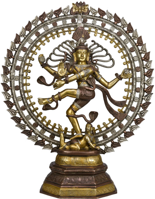 30" Handmade Triple Hued Nataraja Brass Statue