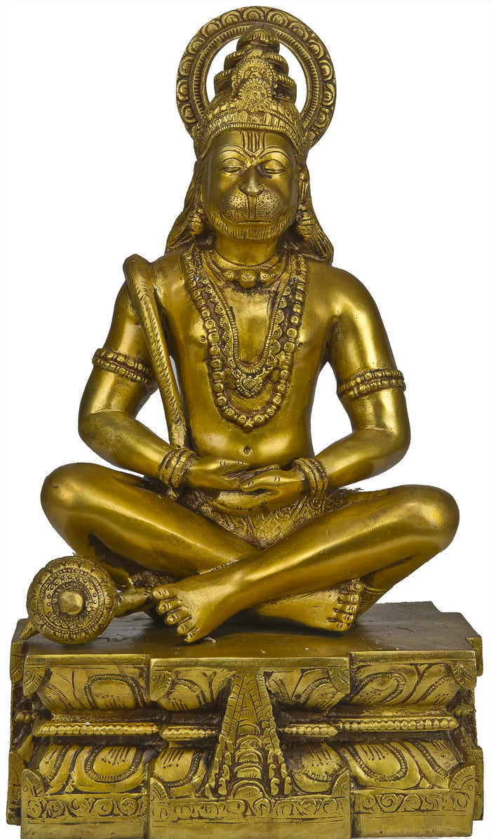 14" Lord Hanuman as Yogachara | Handcrafted Brass Statue