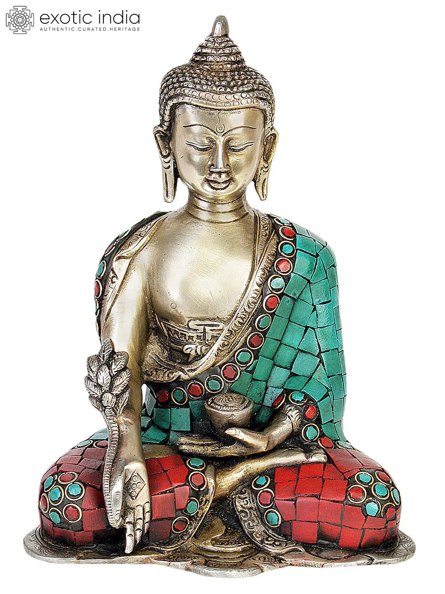 8" Medicine Buddha Handmade Brass Statue for Pooja