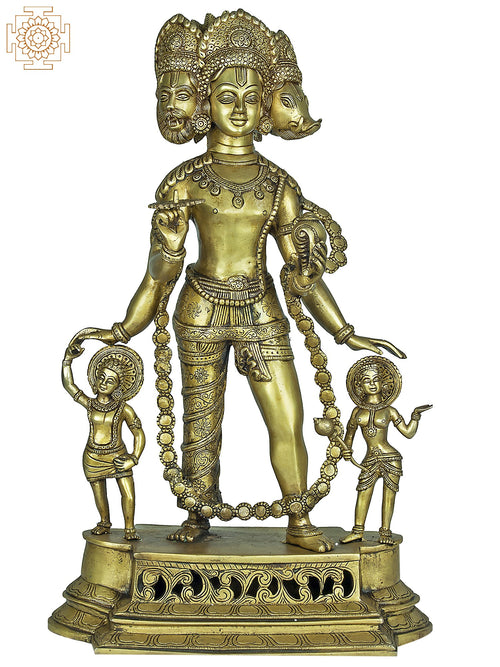 24" Vishnu Vaikuntha Handmade Brass Statue for Home Pooja