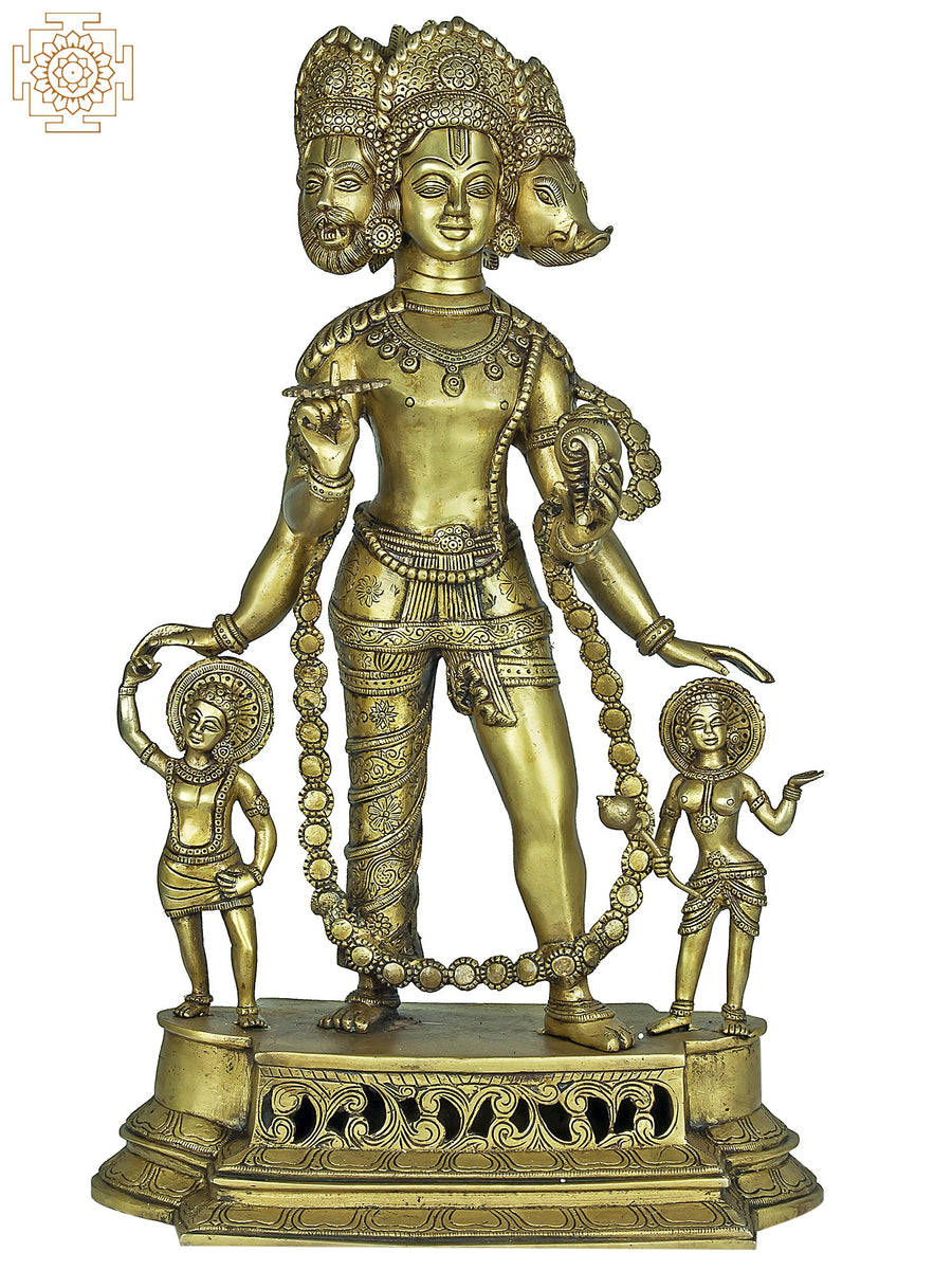 24" Vishnu Vaikuntha Handmade Brass Statue for Home Pooja