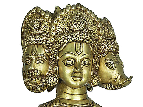 24" Vishnu Vaikuntha in Brass | Handmade Brass Sculpture