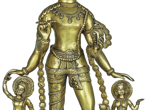 24" Vishnu Vaikuntha in Brass | Handmade Brass Sculpture