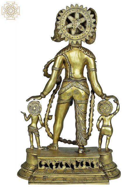 24" Vishnu Vaikuntha in Brass | Handmade Brass Sculpture