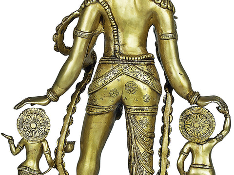 24" Vishnu Vaikuntha in Brass | Handmade Brass Sculpture
