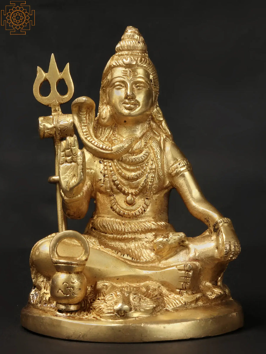 Small Mahayogi Shiva Brass Statue for Home Decor
